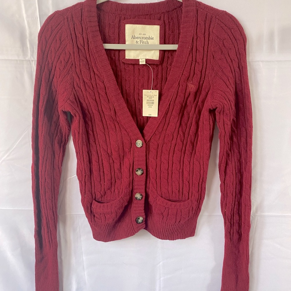 Abercrombie and Fitch Cardigan red knit